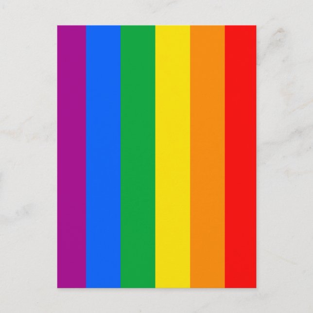 Postal Bandera del Orgullo LGBTQ+ Arcoíris (Anverso)