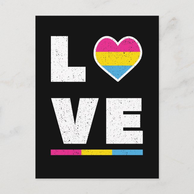 Postal Bandera del Orgullo Pansexual LGBTQ Molesta Amor G (Anverso)