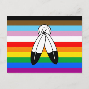 Postal Bandera del Orgullo Progresista Two-Spirit LGBTQ+