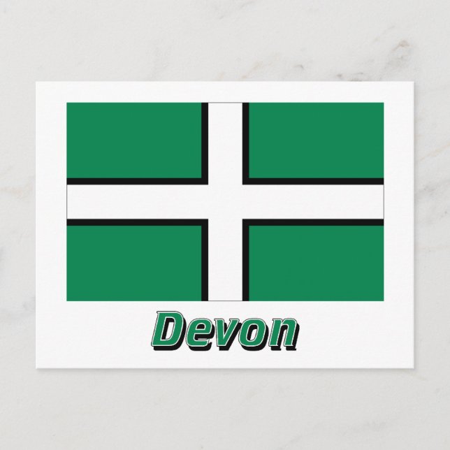 Postal Bandera Devon con nombre (Anverso)