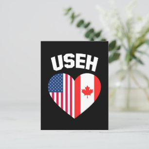 Postal Bandera divertida de Estados Unidos y Canadá USEH 