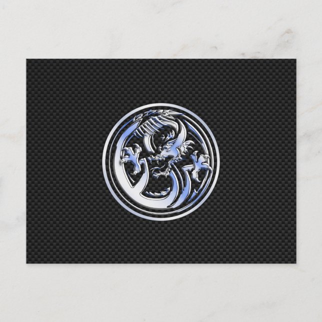 Postal Bandera Dragon de estilo cromado en la impresión d (Anverso)