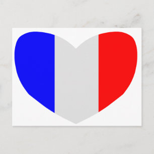 Postal Bandera en forma de corazón de Francia