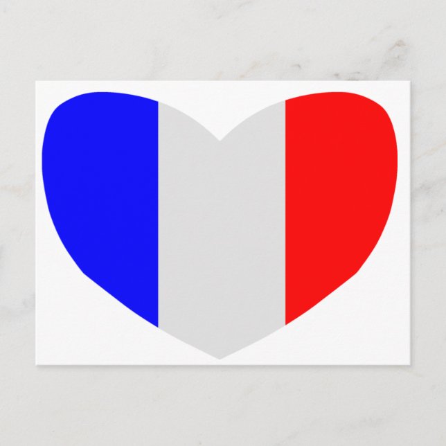 Postal Bandera en forma de corazón de Francia (Anverso)