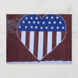 Postal Bandera en forma de corazón pintada en granero des