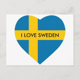 POSTAL BANDERA EN FORMA DE CORAZÓN SUECIA