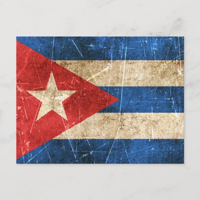 Postal Bandera envejecida y destartalada de Cuba (Anverso)