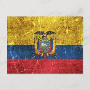 Postal Bandera envejecida y destartalada de Ecuador