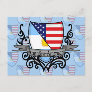 Postal Bandera Escudo Argentino-Estadounidense