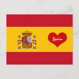 Postal Bandera española con corazón rojo - España/Europa