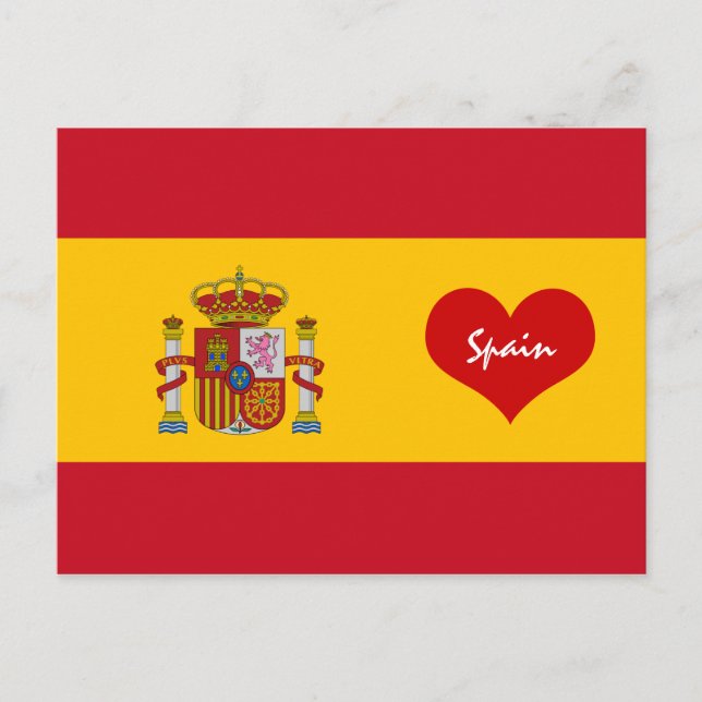 Postal Bandera española con corazón rojo - España/Europa (Anverso)