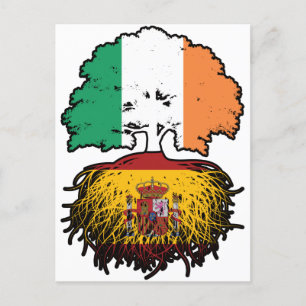 Postal Bandera española de raíces de árboles de Irlanda i