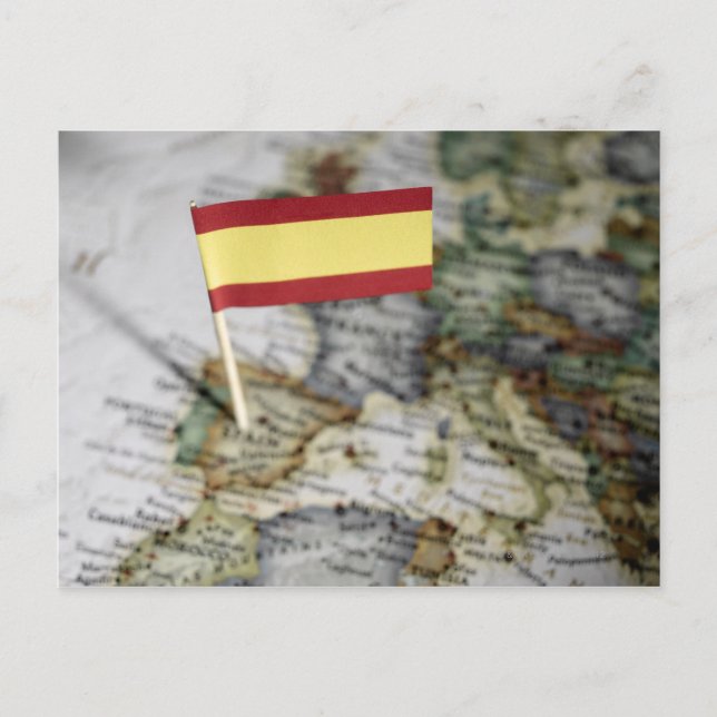 Postal Bandera española en mapa (Anverso)