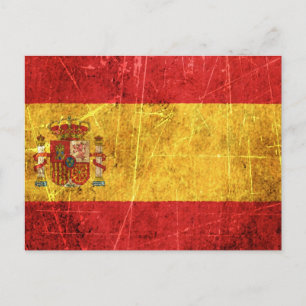 Postal Bandera española vintage y desgastada