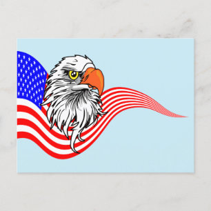 Postal Bandera estadounidense Águila Bald Eagle Arte patr