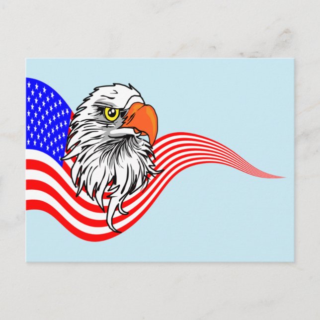 Postal Bandera estadounidense Águila Bald Eagle Arte patr (Anverso)