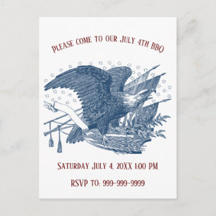Postal Bandera estadounidense águila gritando patriótica 
