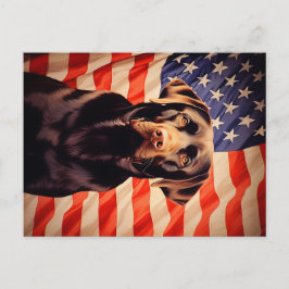 Postal Bandera estadounidense Chocolador Labrador