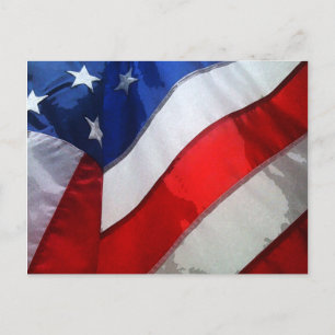 Postal Bandera estadounidense colgante acuarela