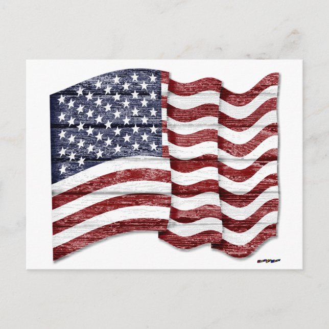 Postal Bandera estadounidense con grano de madera (Anverso)