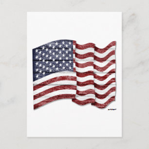Postal Bandera estadounidense con grano de madera