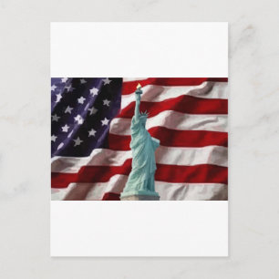 Postal Bandera estadounidense con la Dama de la Libertad