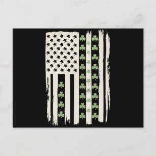 Postal Bandera estadounidense con tréboles para St Patric