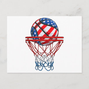 Postal Bandera Estadounidense De Baloncesto 4 De Julio