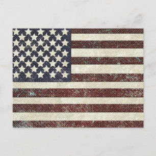 Postal Bandera estadounidense de estilo antiguo texteada