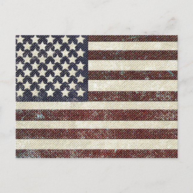 Postal Bandera estadounidense de estilo antiguo texteada (Anverso)