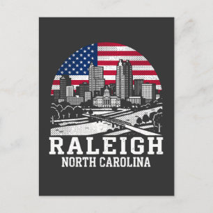 Postal Bandera estadounidense de la ciudad de Raleigh Car