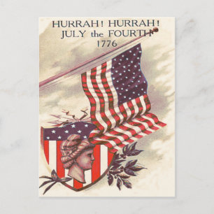 Postal Bandera estadounidense Lady Liberty Shield