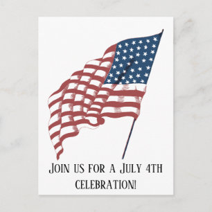 Postal Bandera estadounidense patriótica vintage ondeando