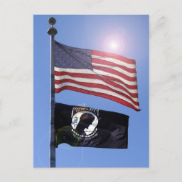 POSTAL BANDERA ESTADOUNIDENSE Y BANDERA POW MIA