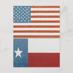 Postal Bandera estadounidense y de Texas Estados Unidos B