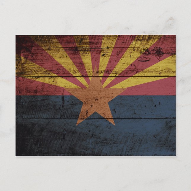 Postal Bandera estatal de Arizona en grano de madera viej (Anverso)