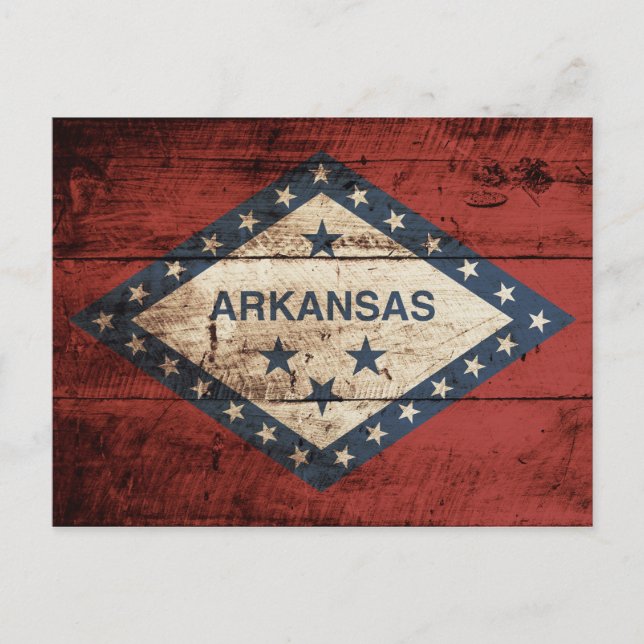 Postal Bandera estatal de Arkansas en grano de madera vie (Anverso)