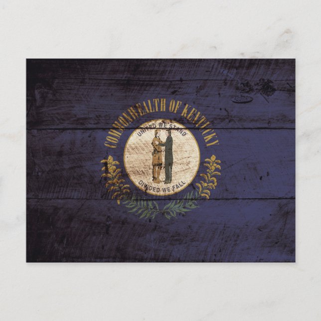 Postal Bandera estatal de Kentucky sobre grano de madera  (Anverso)