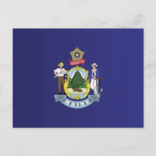 Postal Bandera estatal de Maine, Estados Unidos (Anverso)