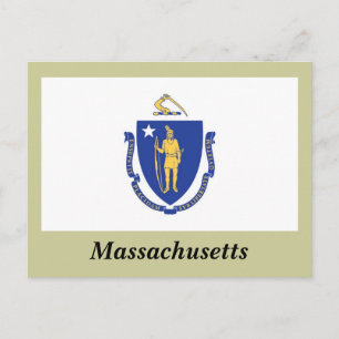 Postal Bandera estatal de Massachusetts