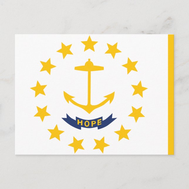 Postal Bandera estatal de Rhode Island Little Rhody 13 Es (Anverso)