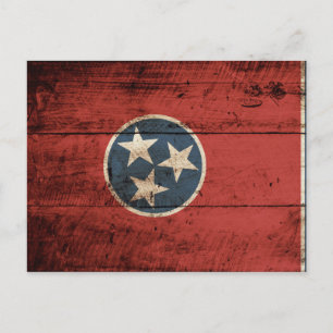 Postal Bandera estatal de Tennessee sobre grano de madera