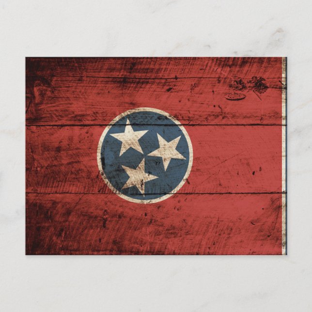 Postal Bandera estatal de Tennessee sobre grano de madera (Anverso)