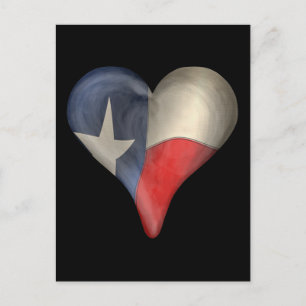 Postal Bandera Estatal De Texas En Un Corazón