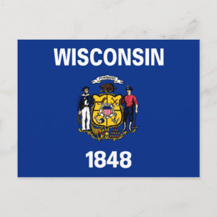 Postal Bandera estatal de Wisconsin