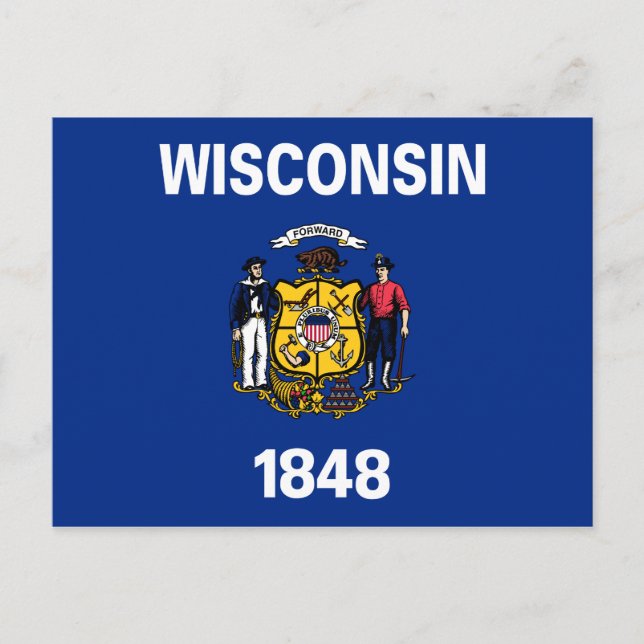 Postal Bandera estatal de Wisconsin (Anverso)