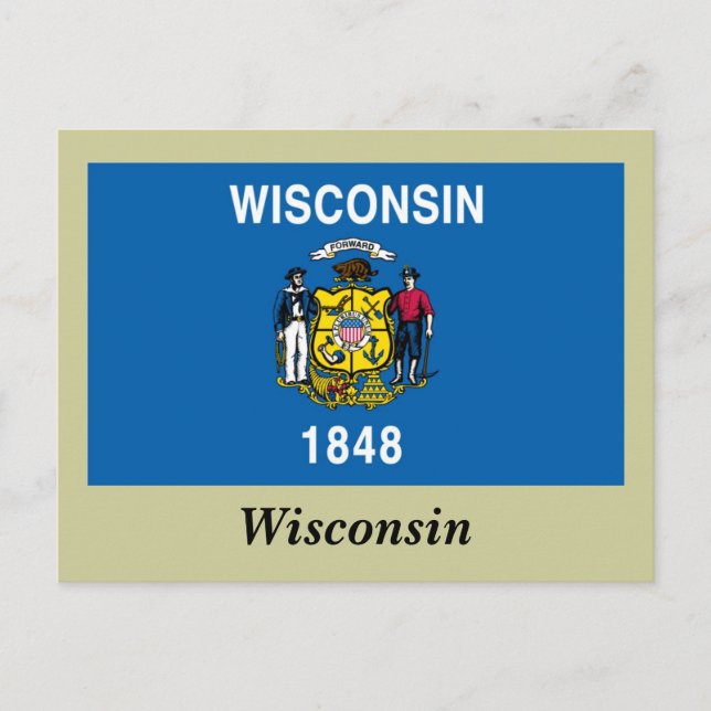 Postal Bandera estatal de Wisconsin (Anverso)
