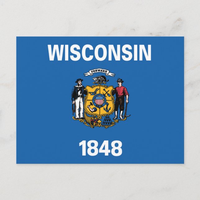 Postal Bandera Estatal de Wisconsin, Estados Unidos (Anverso)