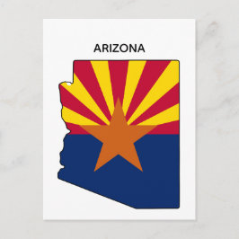Postal Bandera estatal del mapa del estado de Arizona