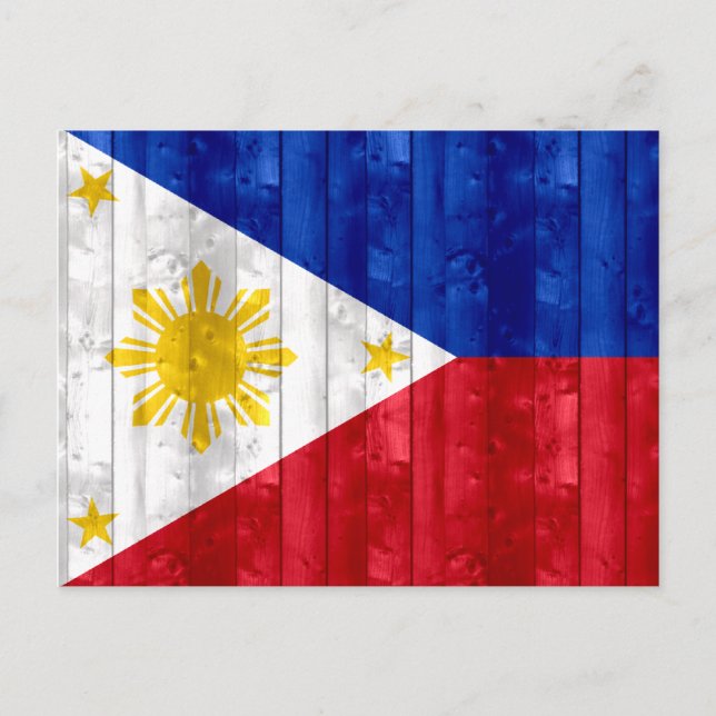 Postal Bandera filipina de madera (Anverso)